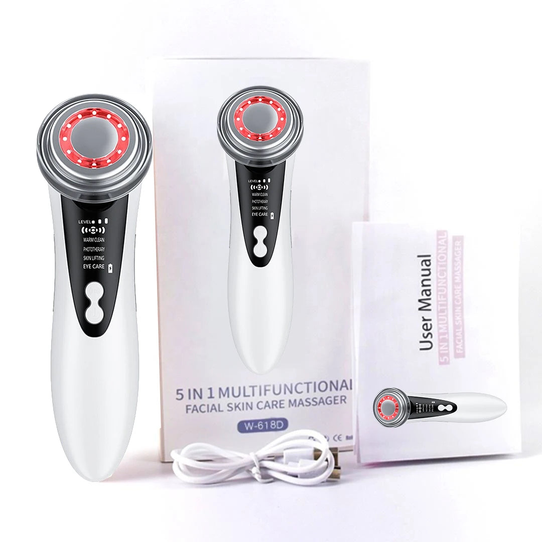 Masajeador Facial 4 en 1 RF EMS con Ultrasonido y LED