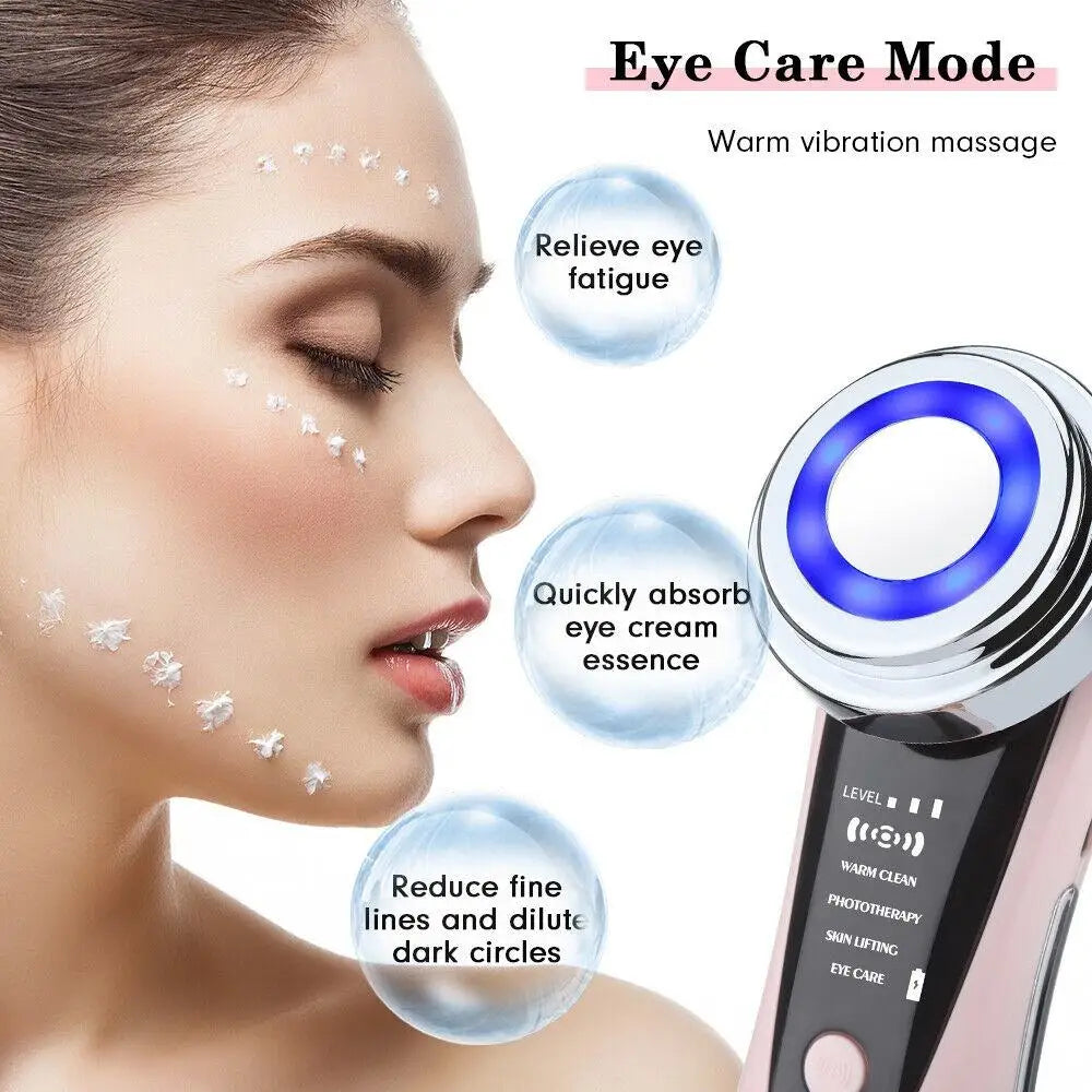 Masajeador Facial 4 en 1 RF EMS con Ultrasonido y LED