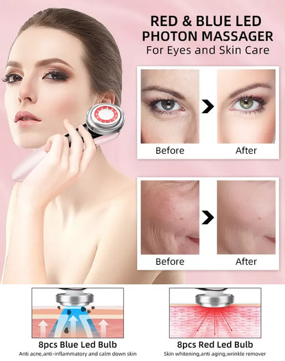 Masajeador Facial 4 en 1 RF EMS con Ultrasonido y LED