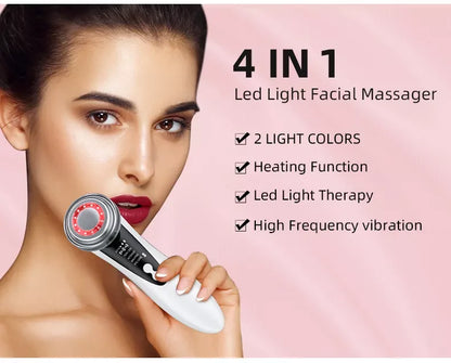 Masajeador Facial 4 en 1 RF EMS con Ultrasonido y LED