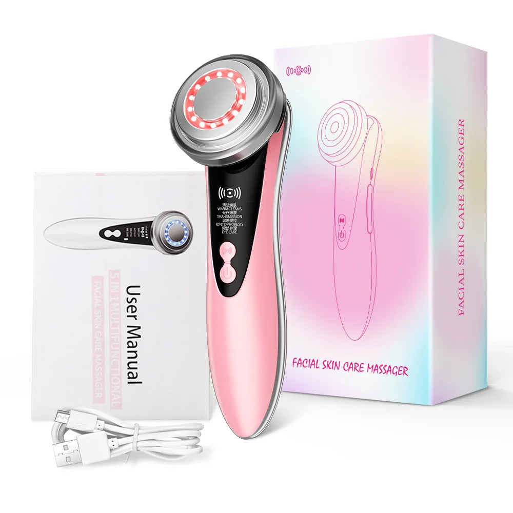 Masajeador Facial 4 en 1 RF EMS con Ultrasonido y LED