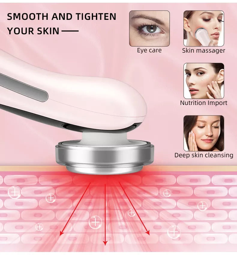 Masajeador Facial 4 en 1 RF EMS con Ultrasonido y LED